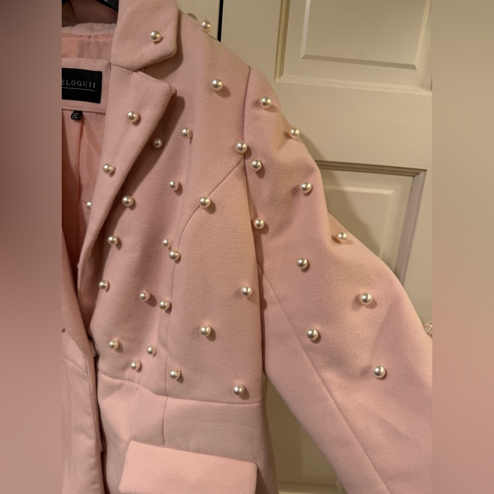 Eloquii light pink pearl coat 14/16 preppy girly Blair Waldorf feminine - Picture 7 of 10